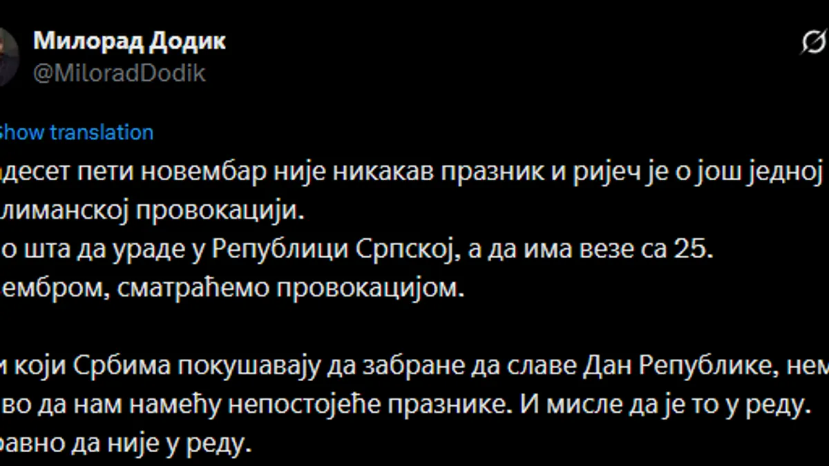 Dodik prijeti zbog Dana državnosti BiH!