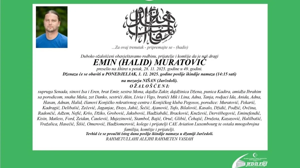 Emin Muratović je, prema riječima prijatelja i poznanika, bio čovjek velike dobrote, smirenog karaktera i iskrene posvećenosti ljudima oko sebe.