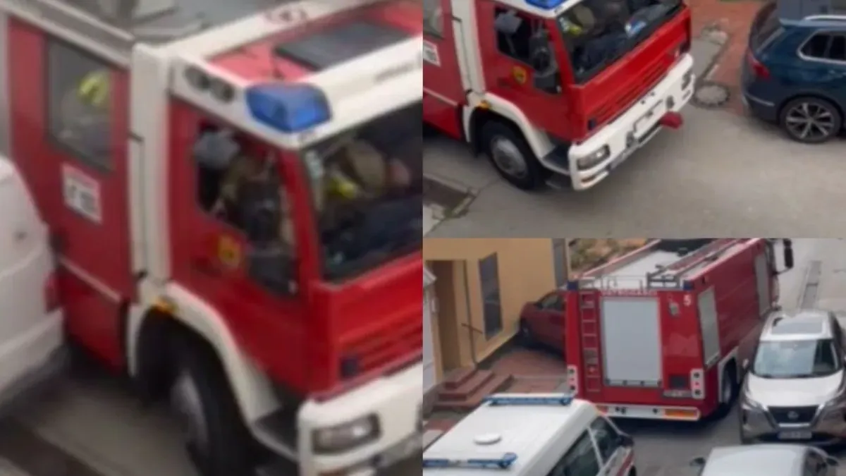 Objavljen je i snimak dolaska vatrogasaca u ulicu u kojoj je izbio požar