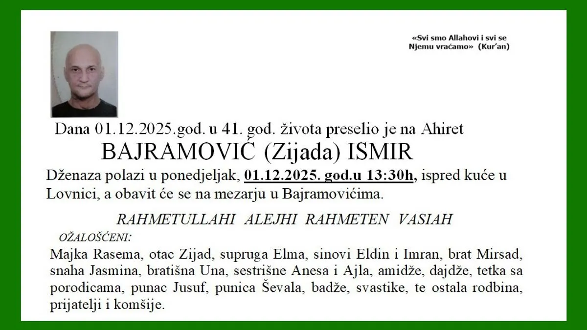 Zavidovići okovani tugom: Samo tri dana prije smrti Ismir Bajramović objavio tužnu poruku