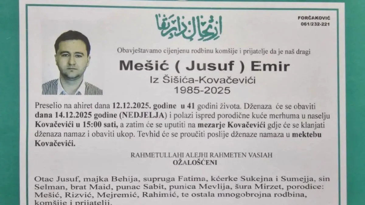 Prijavio korupciju, platio visoku cijenu: Danas dženaza Emiru Mešiću