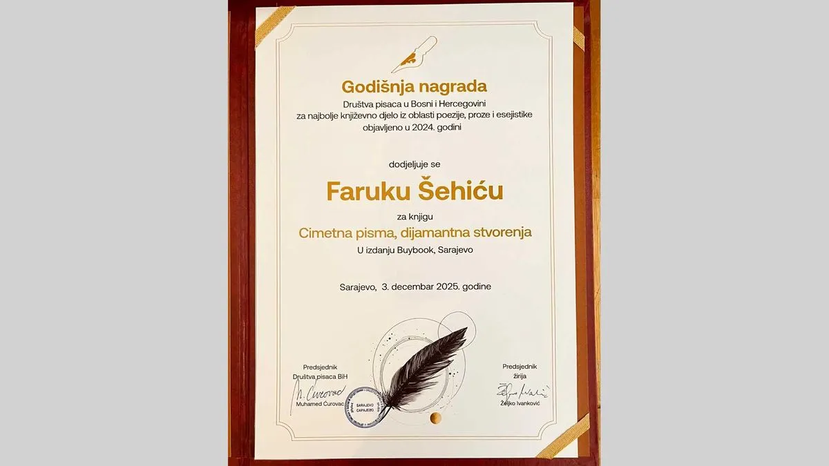 Faruk Šehić dobitnik nagrade Društva pisaca BiH: Roman koji nema svoje ‘rodbine’ u bh. književnosti