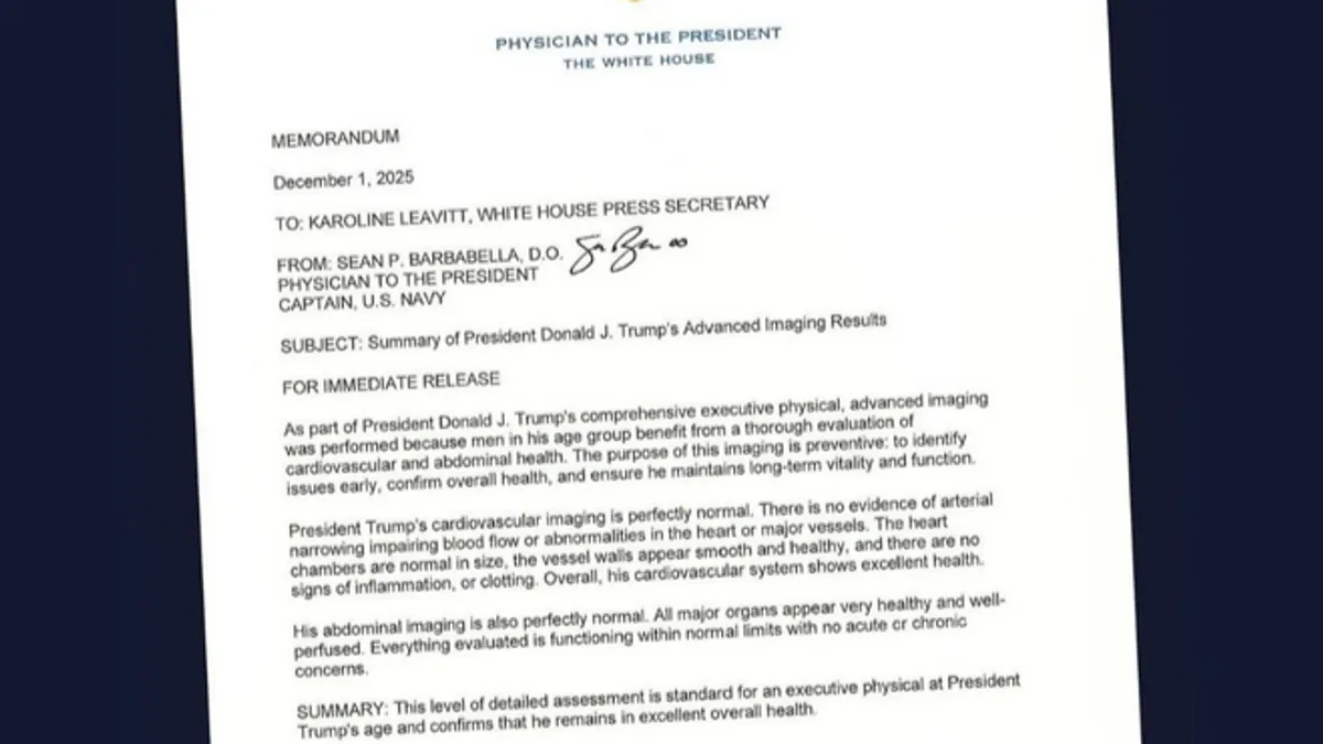 U sažetku izvještaja stoji da je ovakav nivo detaljnog pregleda standardna praksa za izvršni fizički pregled predsjednika Sjedinjenih Američkih Država