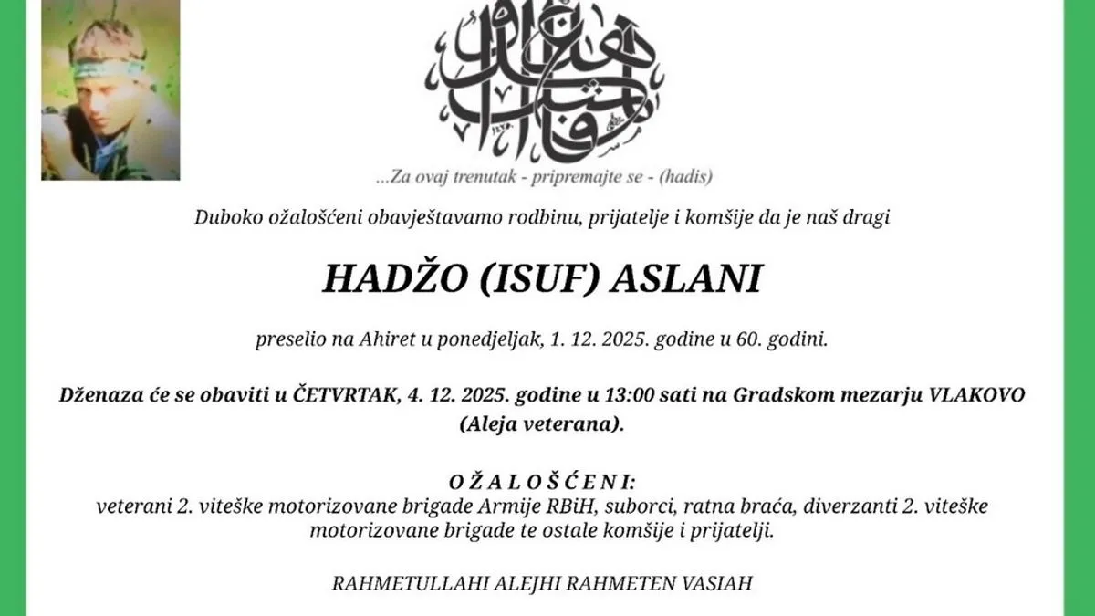 Preminuo Hadžo Aslani zvani Šok: Bio je borac Armije BiH, bez doma i porodice
