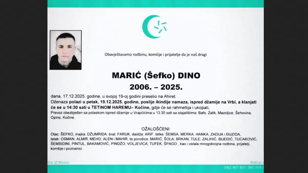 Iza mladog Dine ostali su otac, majka, brat, te mnogobrojni prijatelji, komšije i članovi porodice. 