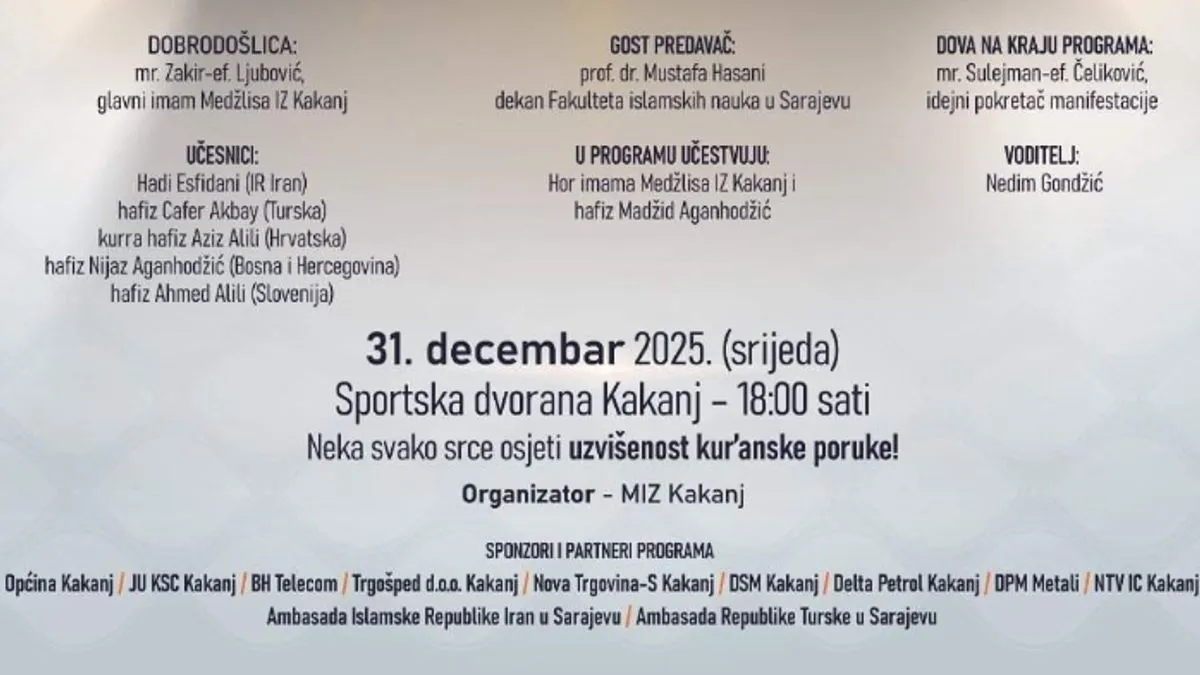 Završnu dovu proučit će mr. Sulejman-ef. Čeliković, idejni pokretač manifestacije, a program će voditi Nedim Gondžić