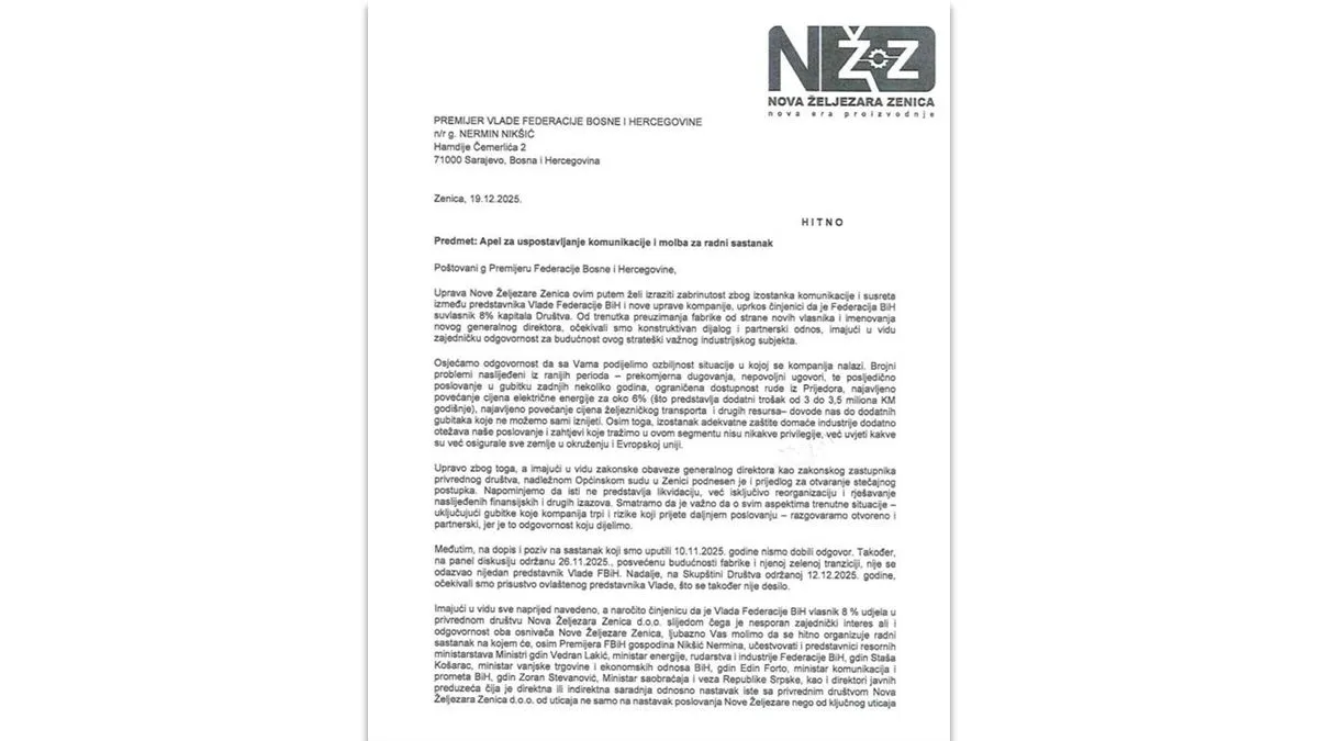 Vlada FBiH šuti dok se produbljuje kriza u Željezari Zenica 