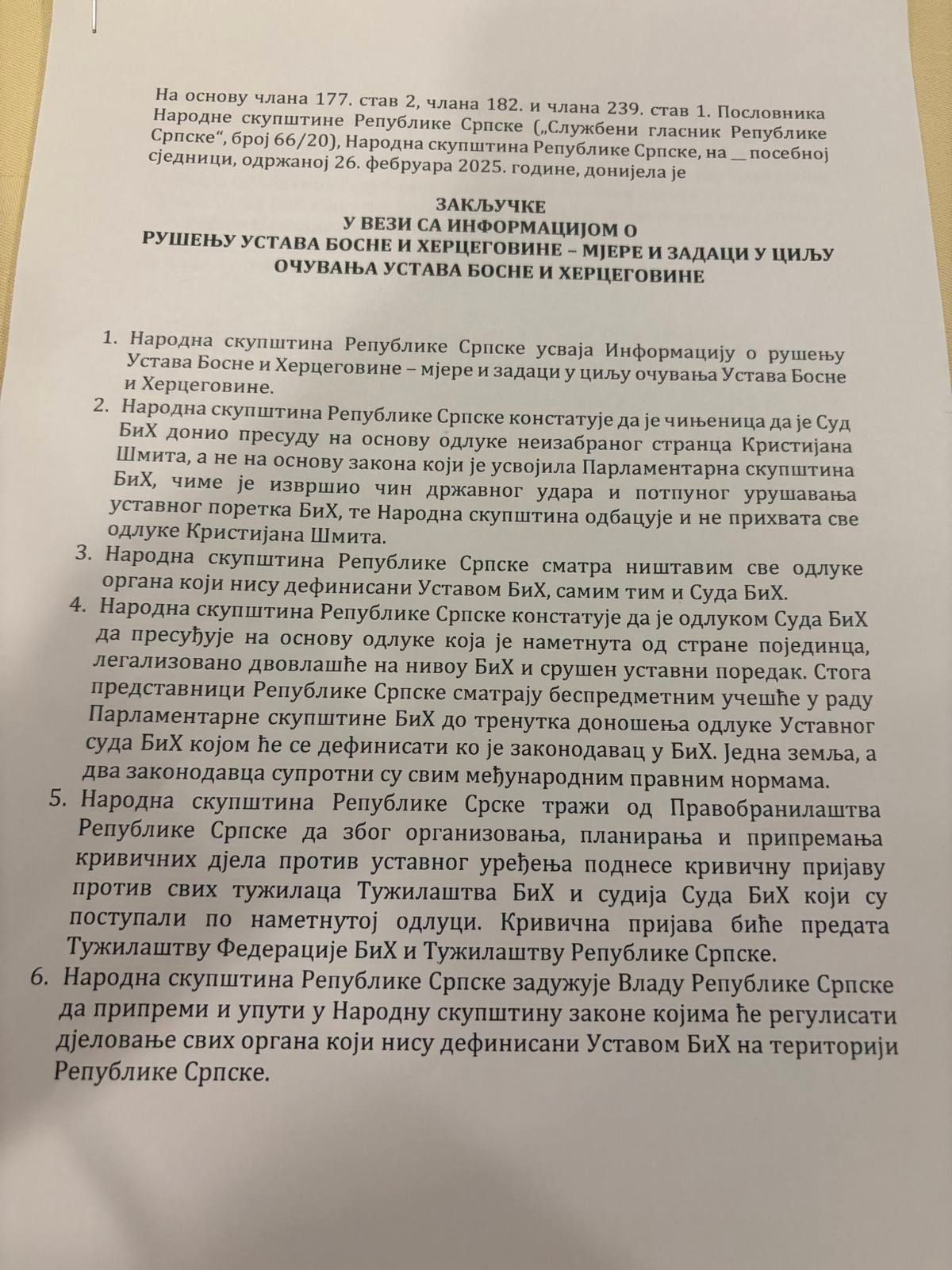 Nakon presude Dodiku zasjeda NSRS: Ovo su predloženi zaključci