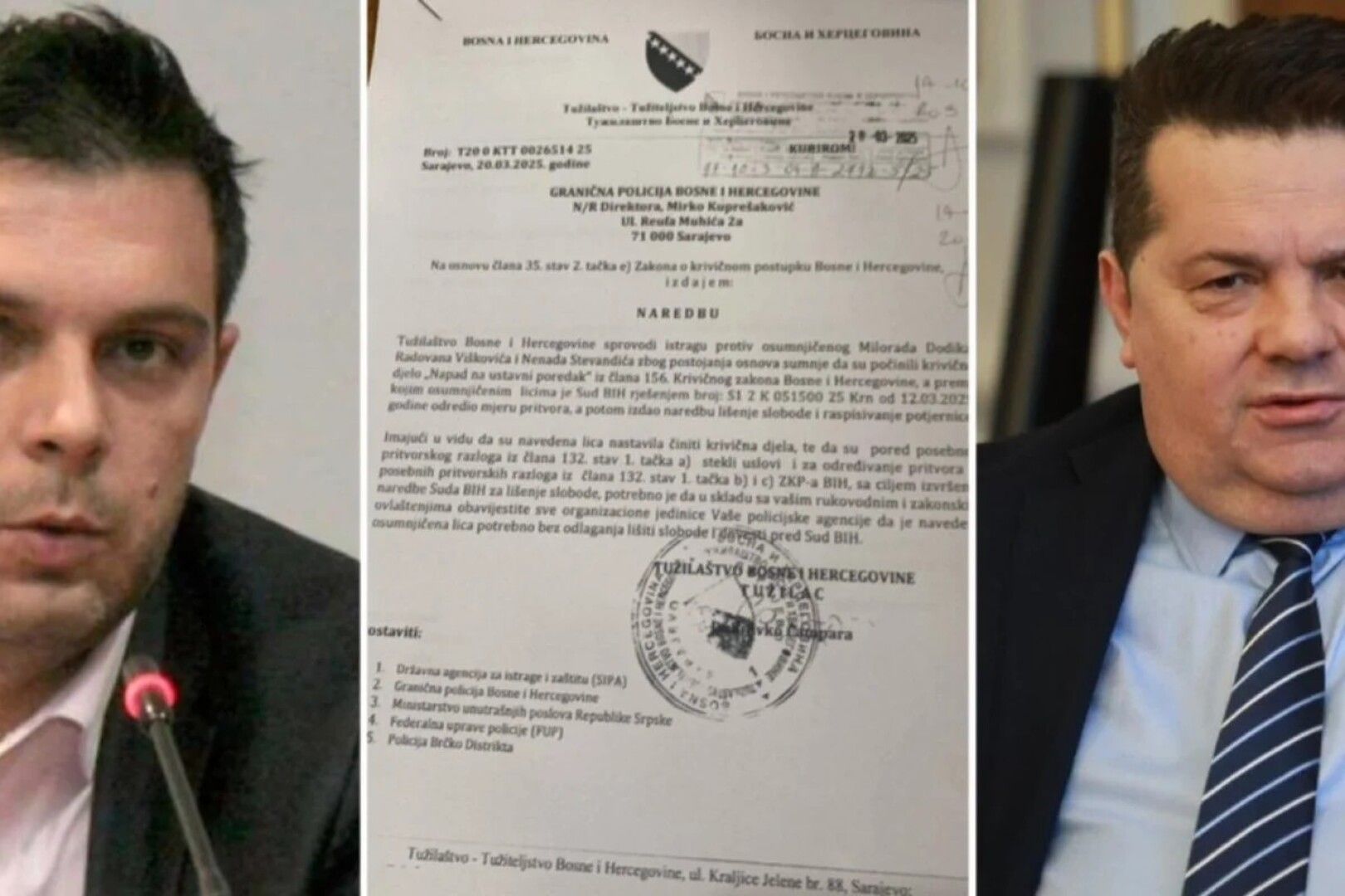 Naredba je, kako možete vidjeti na fotografiji u prilogu, nastala 20. marta ove godine, odnosno dan nakon što se Nenad Stevandić iz Srbije vratio u Bosnu i Hercegovinu