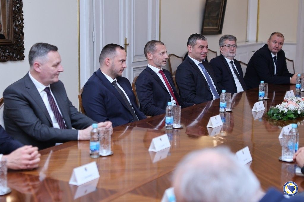 Predsjednik Saveza Vico Zeljković i predsjednik UEFA Aleksander Čeferin imali su prijem u Predsjedništvu Bosne i Hercegovine