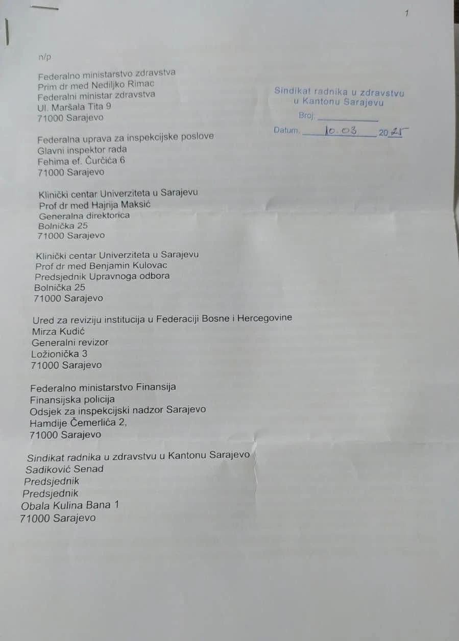 Uposlenici KCUS-a podnijeli prijavu: Traže da se i ispitaju i sankcionišu nezakonitosti u poslovanju