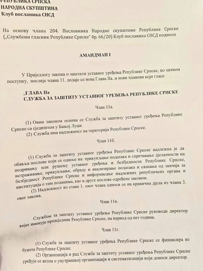 NSRS usvojila zakon kojim osniva svoju obavještajnu službu