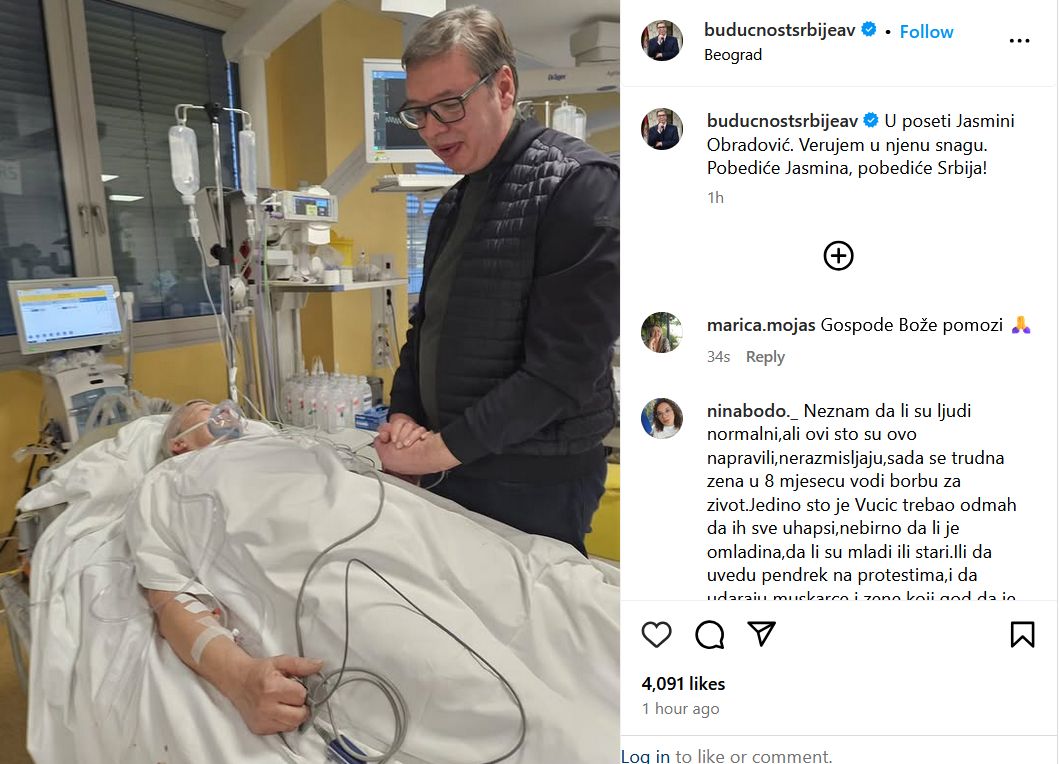 Vučić posjetio Jasminu u bolnici: Pobijedit će ona