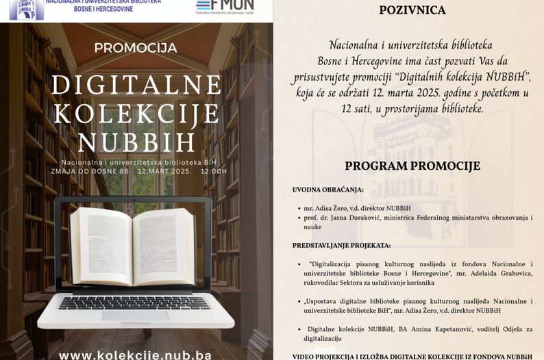 Događaj će uključivati stručna izlaganja, prezentaciju digitalizirane građe i razgovore o izazovima i mogućnostima koje digitalizacija nudi