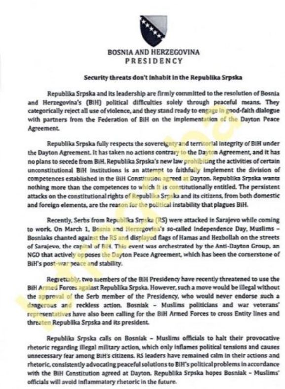Skandalozan 'non paper' Cvijanović poslan EU Parlamentu: Muslimani u Sarajevu mašu zastavama Hamasa