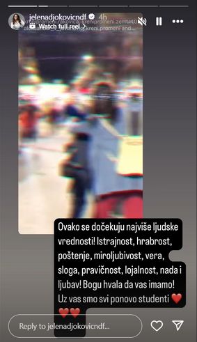Jelena Đoković podržala studente uz pjesmu 'Pada vlada'