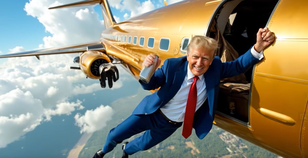 Taman kad pomislite da ste sve vidjeli, izađe spot u kom Donald Trump, predsjednik SAD, skače iz aviona u AI generisanom spotu srbijanske grupe “Đogani”. 