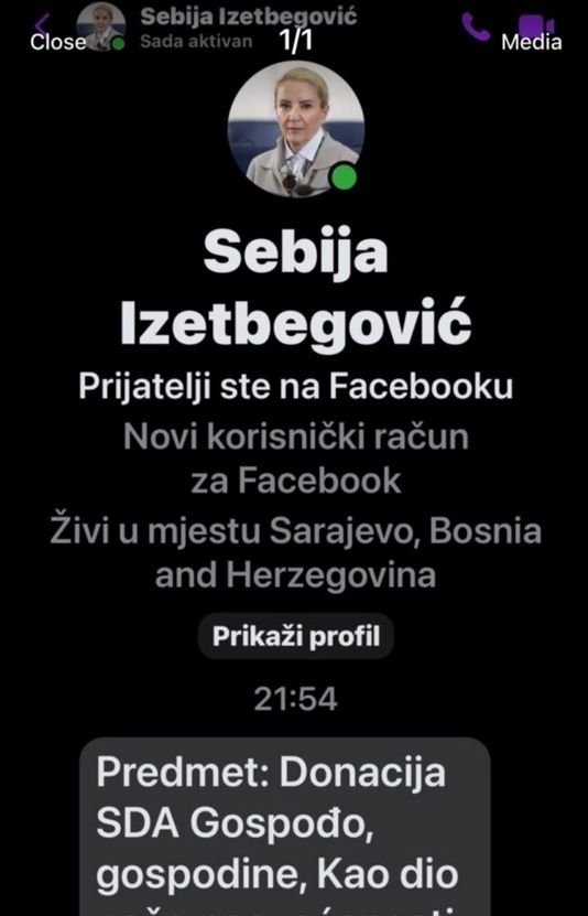 Prof. dr. Izetbegović obavještava: Lažni profil Sebije širi neistine – Ko stoji iza ovoga?