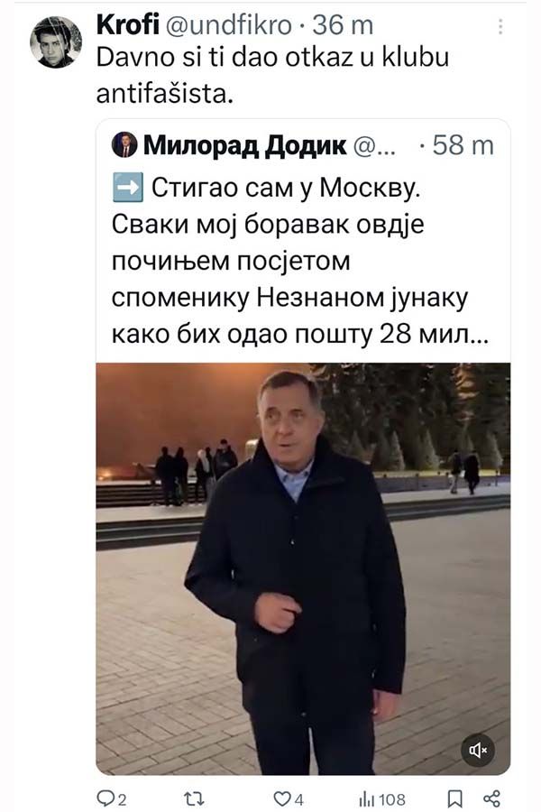 Što se nas tiče, slobodno tu i ostani: Burne reakcije na društvenim mrežama nakon Dodikovih poruka