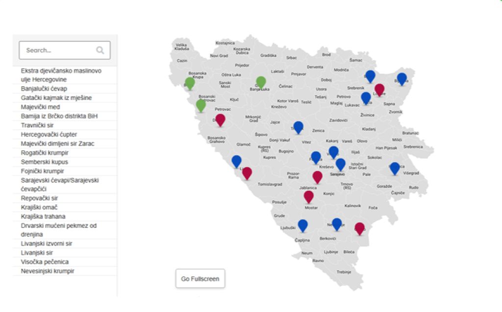 Trenutno je u Bosni i Hercegovini zaštićeno 20 prehrambenih proizvoda prema Pravilniku o sistemu kvalitete za prehrambene proizvode.