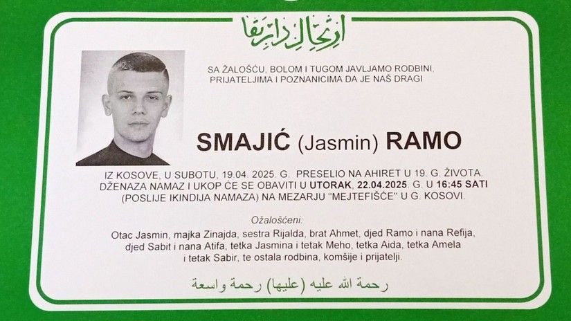 Poznat termin dženaze 19-godišnjem Rami koji je poginuo u nesreći kod Maglaja