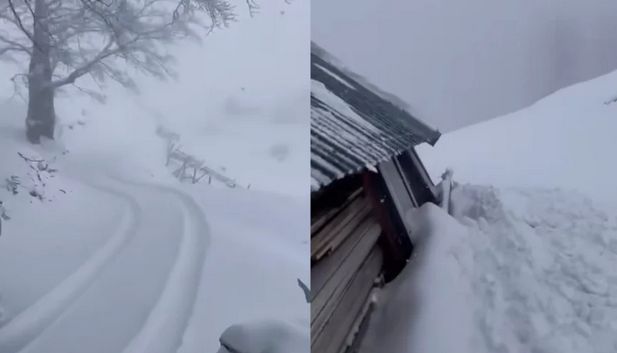 BH Meteo objavio je snimak s planine Vrtači kod Fojnice, koju je zavejao snijeg.