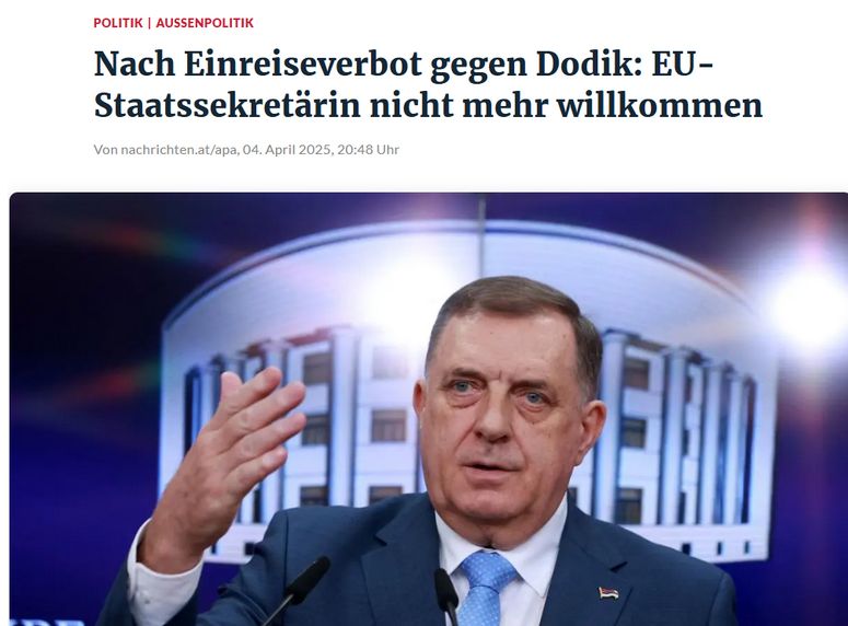 Mediji su prenijeli kako je 'Njemačko ministarstvo vanjskih poslova saopćilo je da Dodik nema zakonske ovlasti nekoga proglasiti personom non grata'