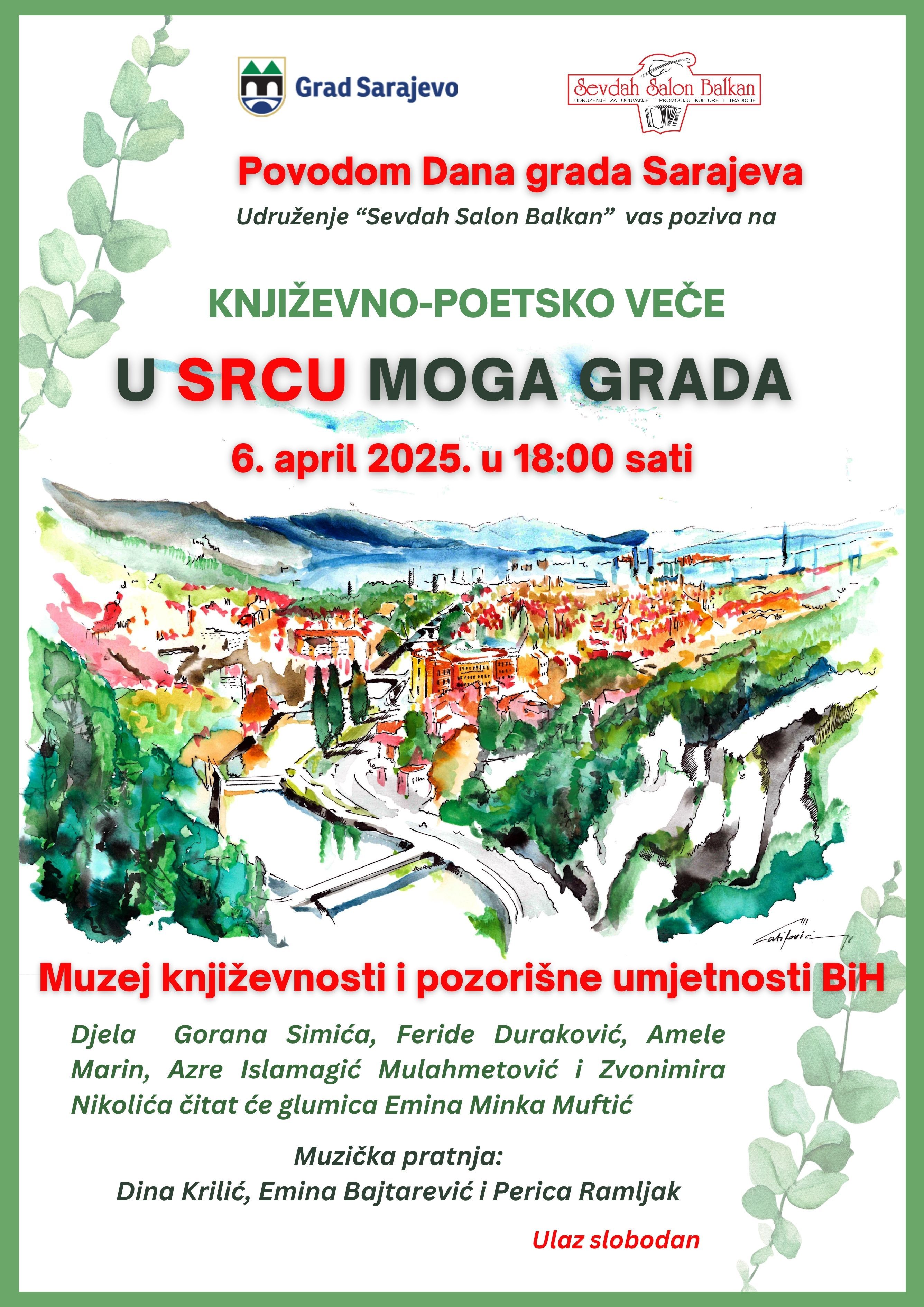 Književno-poetsko veče 'U srcu moga grada' povodom Dana grada Sarajeva