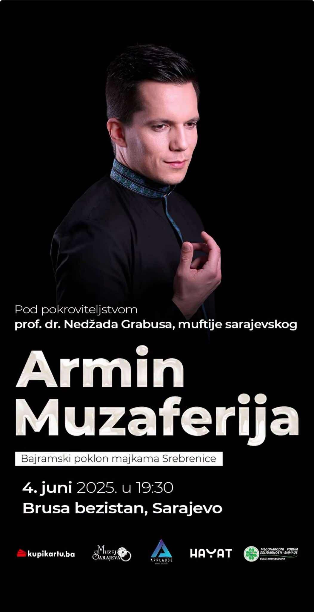 Muftija sarajevski prof. dr. Nedžad Grabus pokrovitelj koncerta Armina Muzaferije 'Ususret Bajramu'