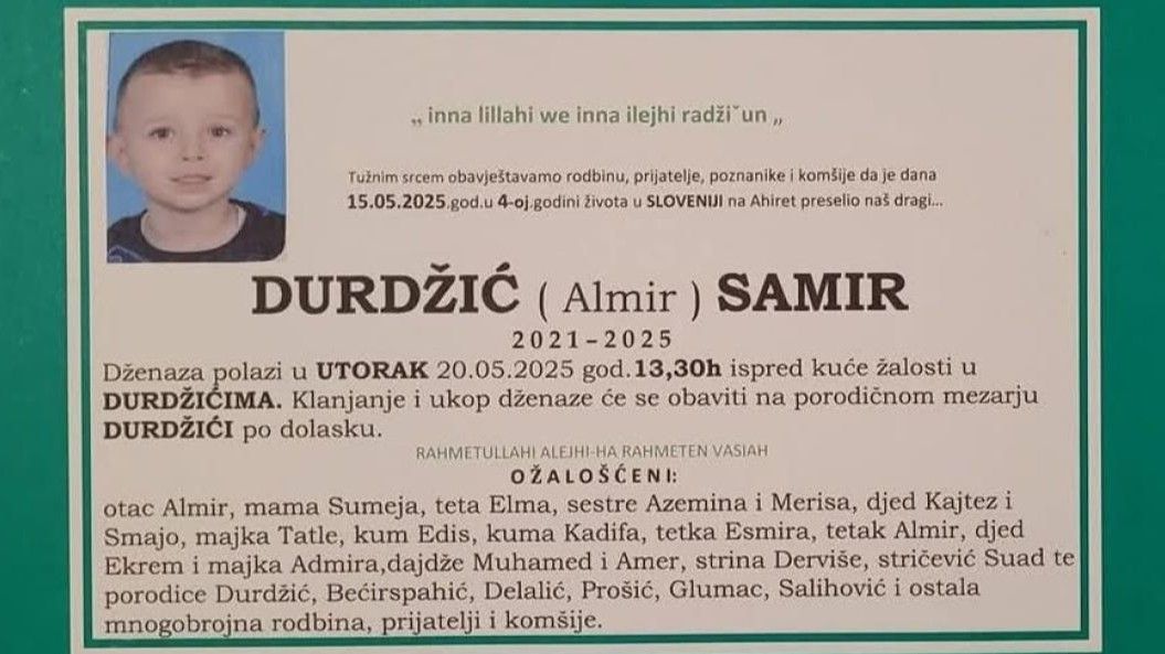 Otac dječaka koji se ugušio hranom: Sin čeka svog babu, srest ćemo se u Džennetu