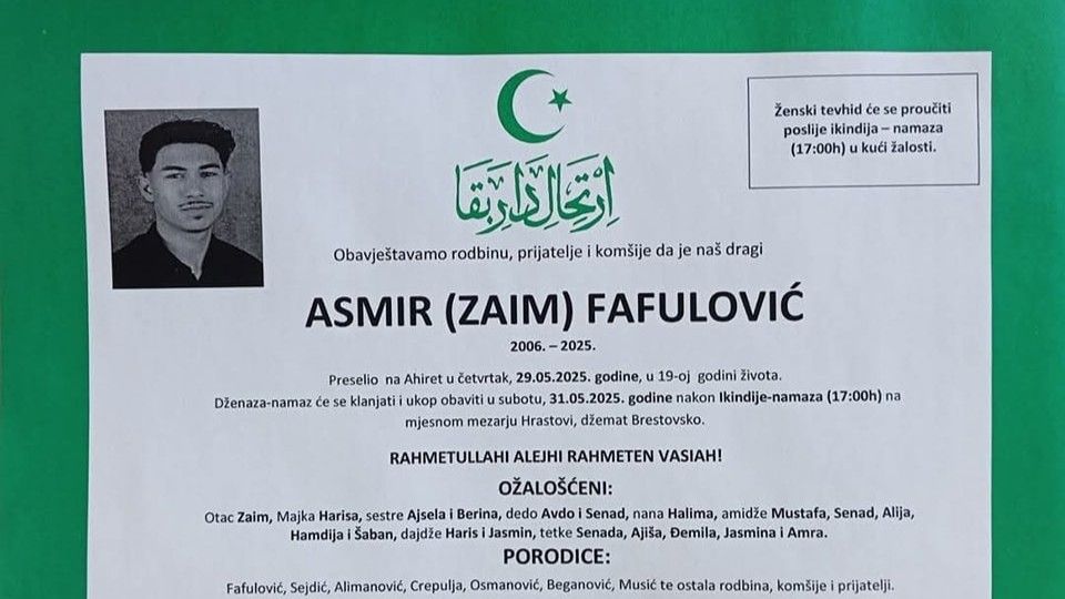 Asmirov prerani odlazak ostavlja prazninu među prijateljima, ali najviše u srcima njegove porodice.