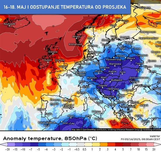 Po kotlinama i uz riječne tokove ponegdje se očekuje i magla. Kasnije u toku srijede pretežno sunčano i nakon hladnog jutra, ugodnije temperature.