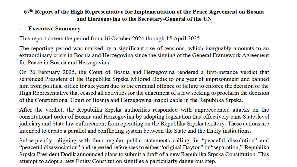 Izvještaj pokriva period od 16. oktobra prošle do 15. aprila ove godine. Objavljujemo dijelove dokumenta