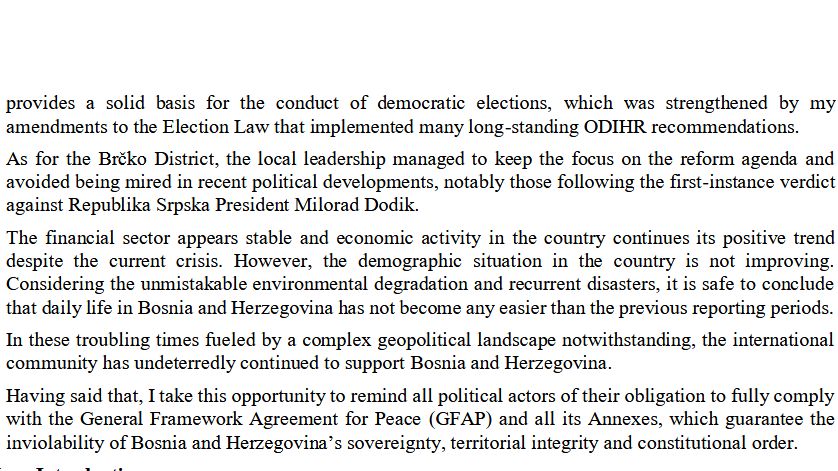 Izvještaj pokriva period od 16. oktobra prošle do 15. aprila ove godine. Objavljujemo dijelove dokumenta