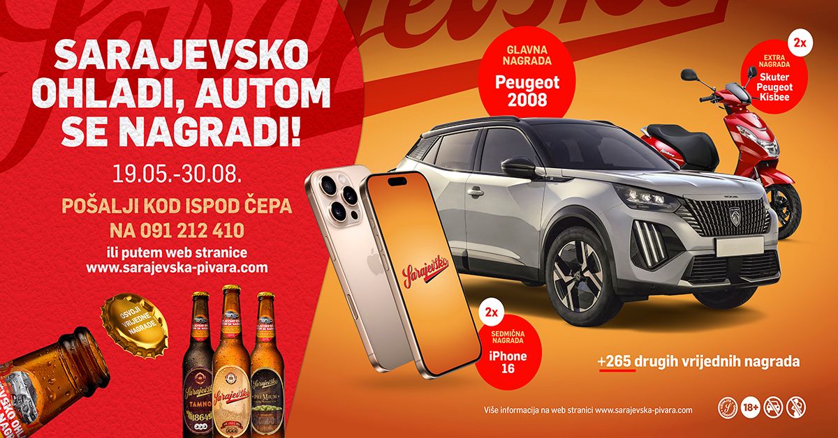 Ljeto uz Sarajevsko donosi vrhunsko osvježenje i priliku da osvojite vrijedne nagrade!
