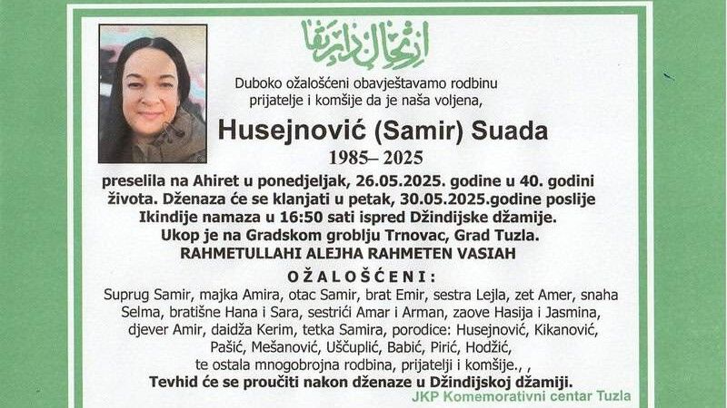 Tuzla se oprostila od Suade Husejnović-Kikanović: Samo si trebala pruženu priliku