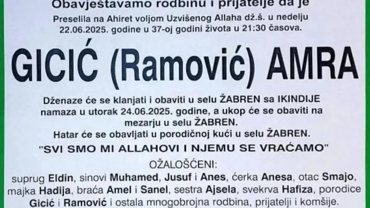 Da srce pukne od tuge: Iza Amre ostalo troje djece i suprug