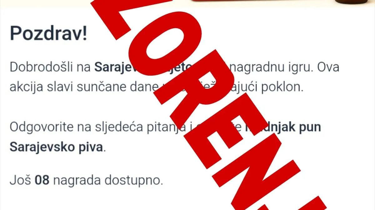 Trenutno je u toku jedina zvanična nagradna igra 'Sarajevsko ohladi, autom se nagradi'
