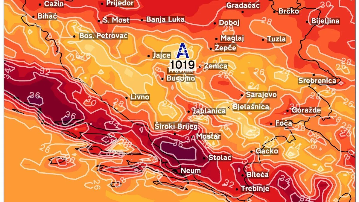 Za danas i sutra (srijedu i četvrtak) na području cijele BiH, u periodu od  12 do 17 sati na snazi je narandžasto upozorenje zbog visokih temperatura.