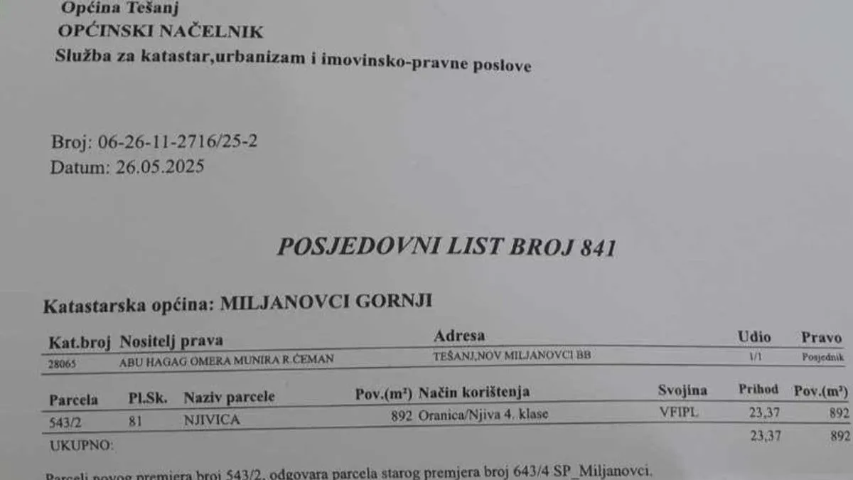 Iako je Munira naslijedila zemljište od svojih roditelja, porodica nema finansijskih sredstava za izgradnju kuće.