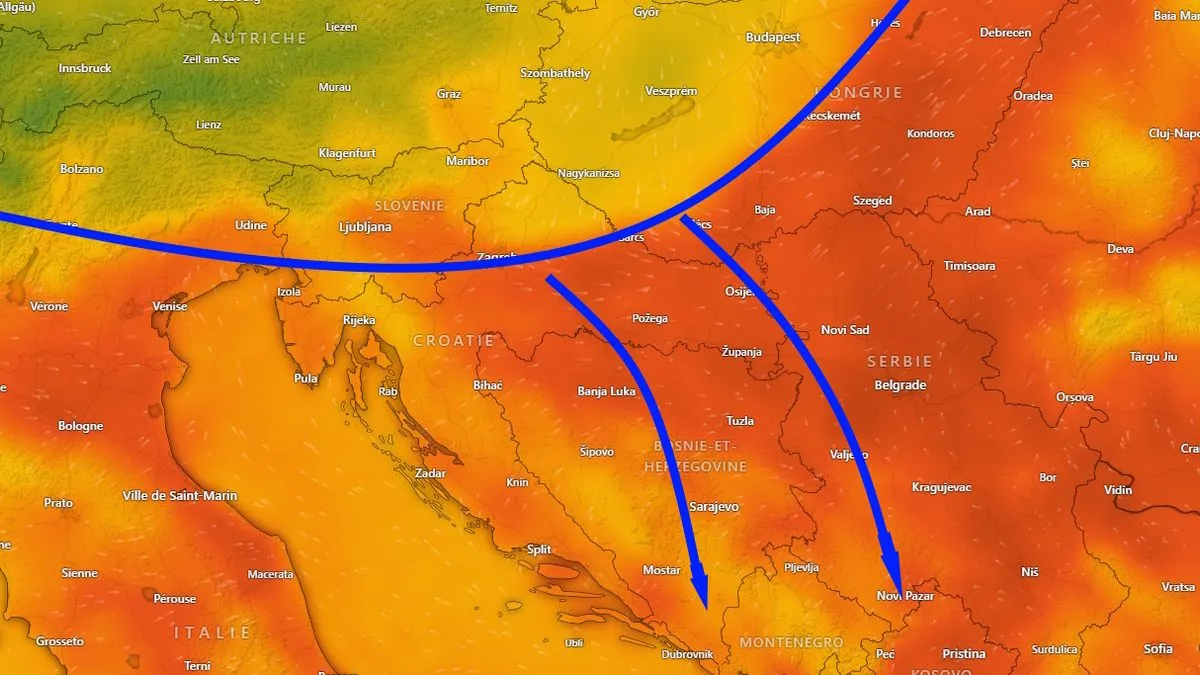 Do 22h u većem dijelu Bosne i Hercegovine temperatura će pasti za oko 10 stepeni u odnosu na trenutne vrijednosti.