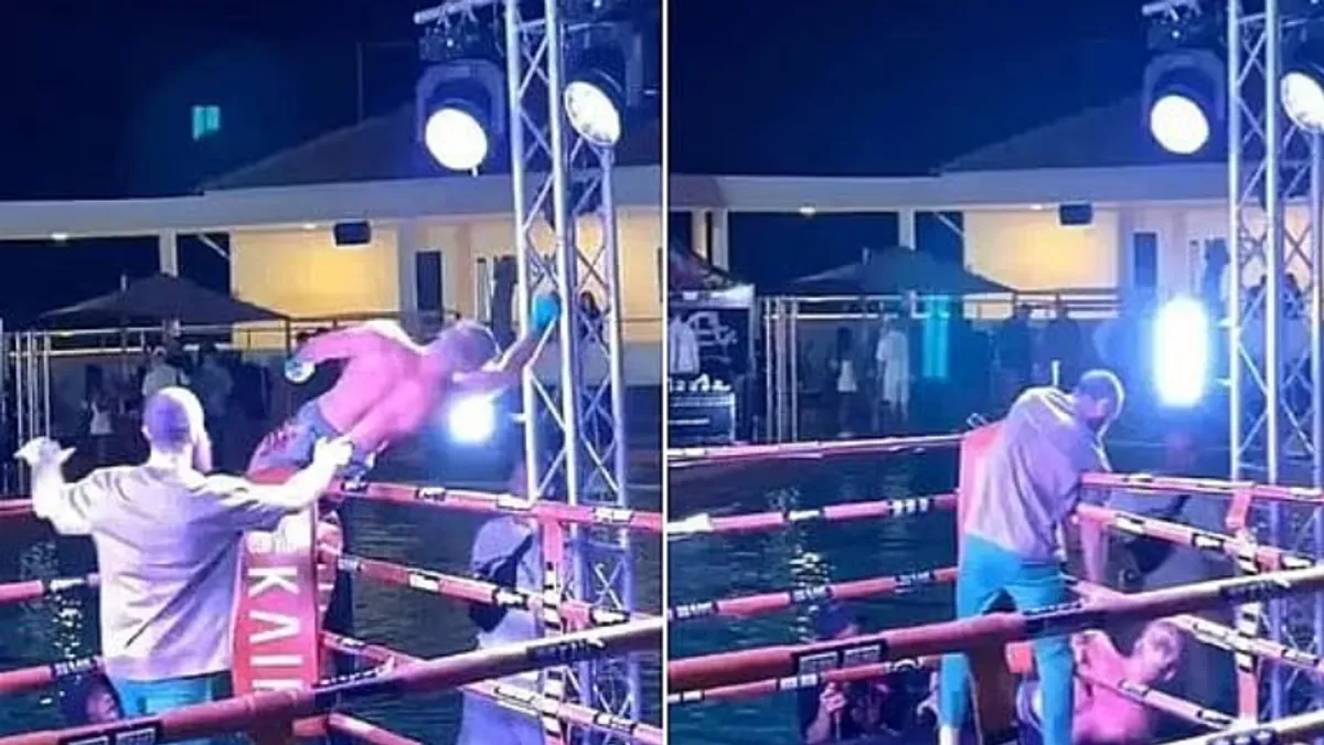 Nakon što je pobijedio u meču, Paršikov se popeo na užad kako bi proslavio trijumf, uhvativši se za obližnju rasvjetu