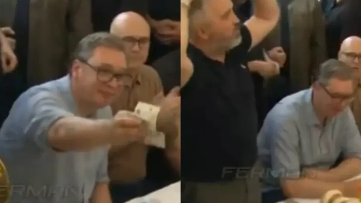 Vučić uz pivo i četničku pjesmu slavio otvorenje autoceste: Daj mi neki dinar da platim muziku