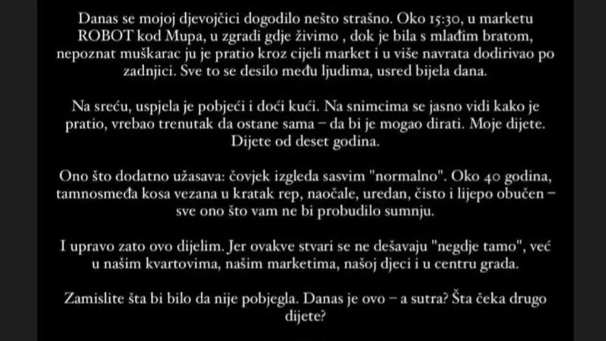 Tuzlanka upozorila roditelje: Nepoznati muškarac je dirao moju kćerku (10) u marketu
