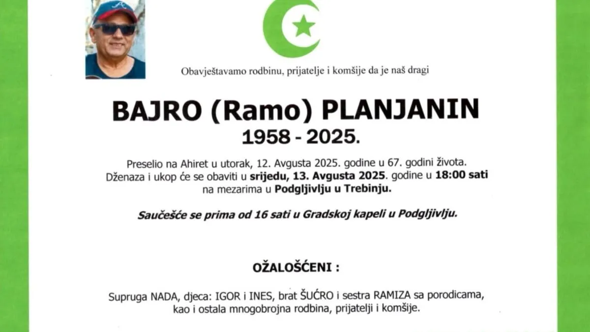Preminuo muzičar Bajro Baka Planjanin! Poznat termin dženaze