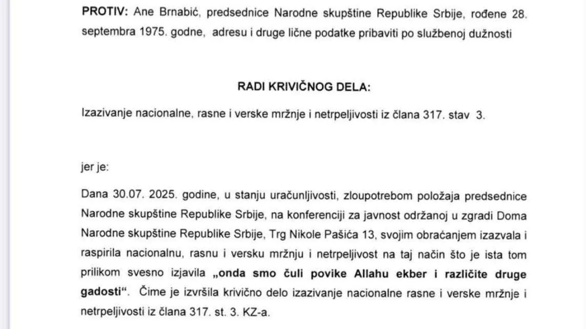Ističu da je Brnabić demonizirala vjerski izraz 'Allahu ekber', pokušavajući ga prikazati kao simbol nasilja
