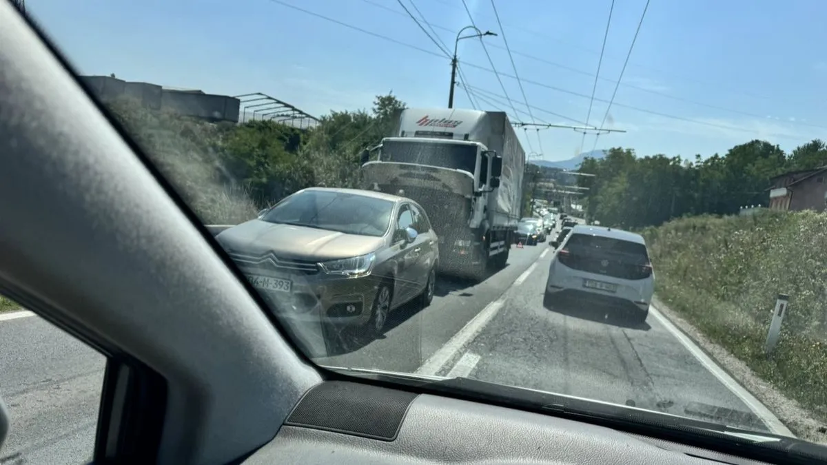 Automobili se kreću usporeno a duga kolona se proteže sve od Hotonja pa do Koševa.