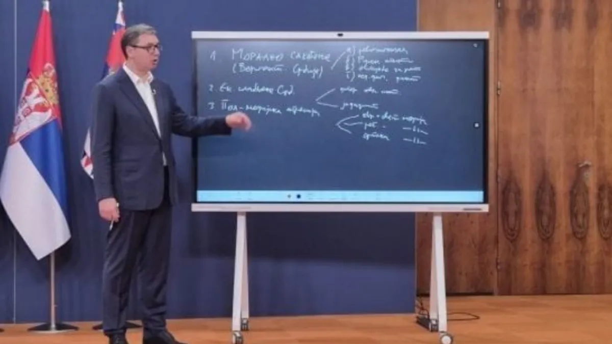 Vučić crta pred tablom sa korpom u rukama: 'Ekonomski tigar' uvodi nove mjere  