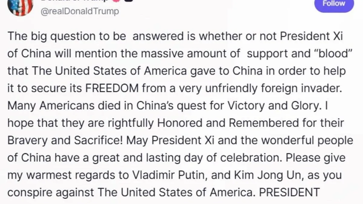 'Neka predsjednik Xi i divni ljudi Kine imaju sjajan i trajan dan slavlja. Prenesite moje najtoplije pozdrave...'