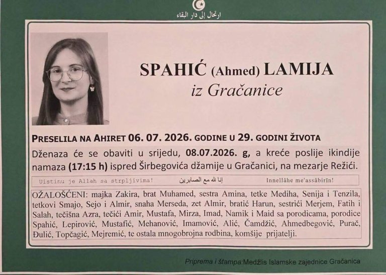 Velika tuga: U 29. godini na Ahiret preselila Lamija Spahić